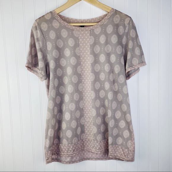 J. Crew Tops - J. Crew Mixed Medallion Print Pink Gray T- Shirt M